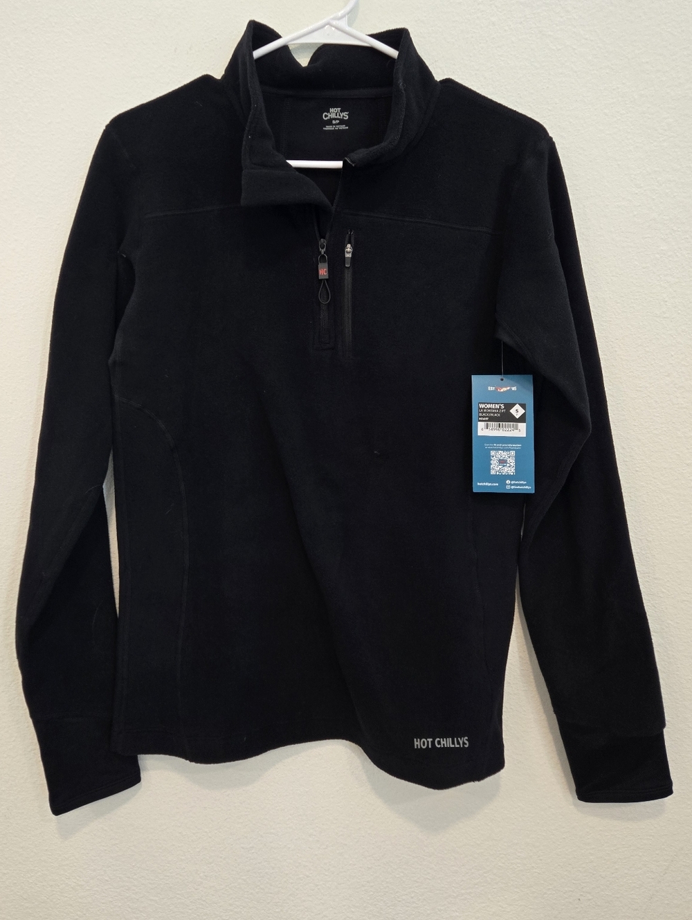 HOT CHILLYS‎ Women's La Montana Black Fleece Zip-T Shirt Size Small New Base